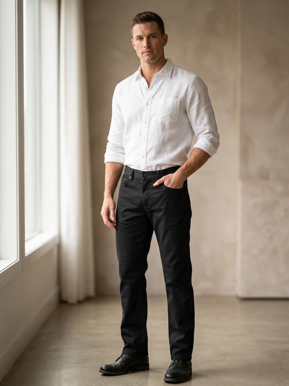 Men's Straight Black Jeans - Classic Everyday Style